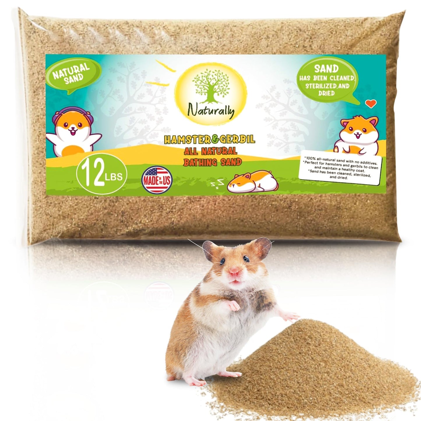 12 lb Natural Hamster & Gerbil Bathing Sand | Dust-Free Desert Sand