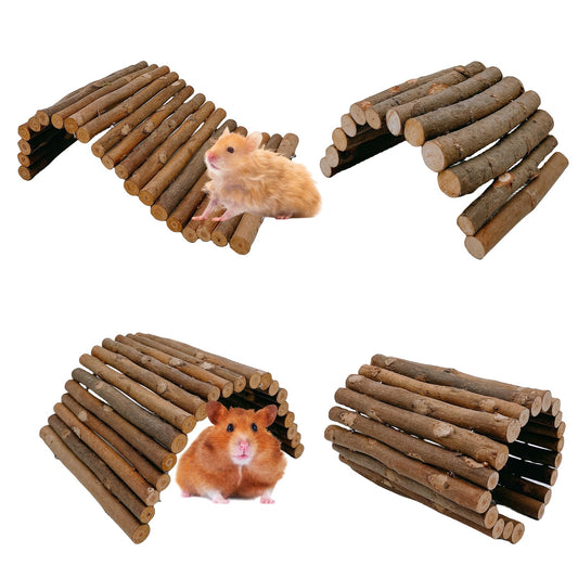 Natural Wooden Bridge & Climbing Set for Hamsters