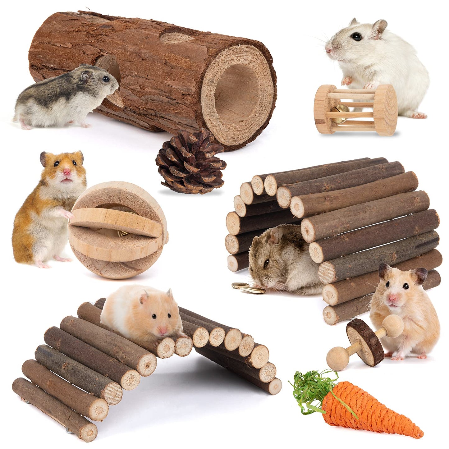 Natural Woodland Enrichment & Hideout Set for Small Pets