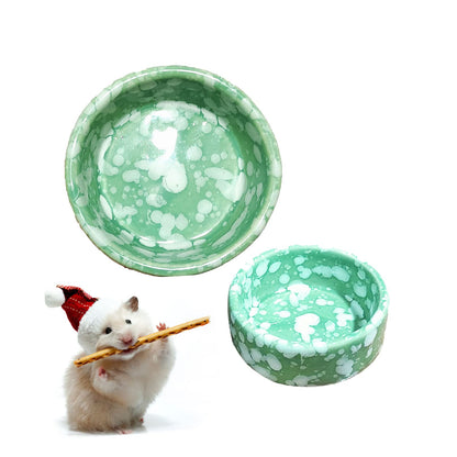 2-Pack Premium Ceramic Hamster Food & Water Bowls