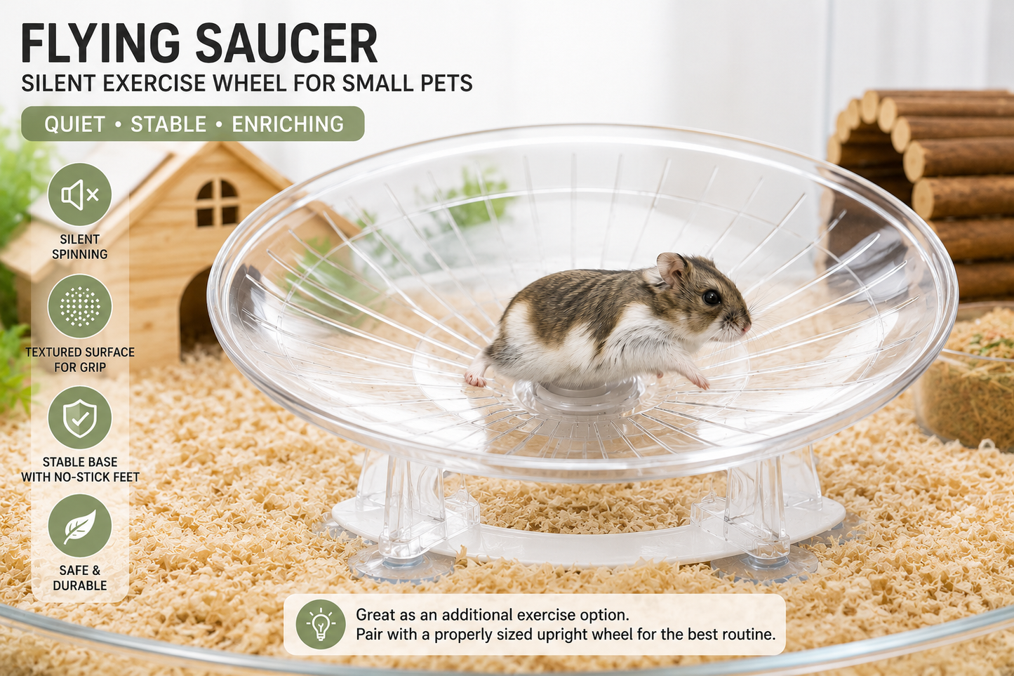 Silent Flying Saucer Exercise Disc for Small Pets
