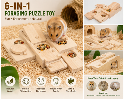 Woodland Foraging Puzzle 6-in-1 hamster enrichment toy